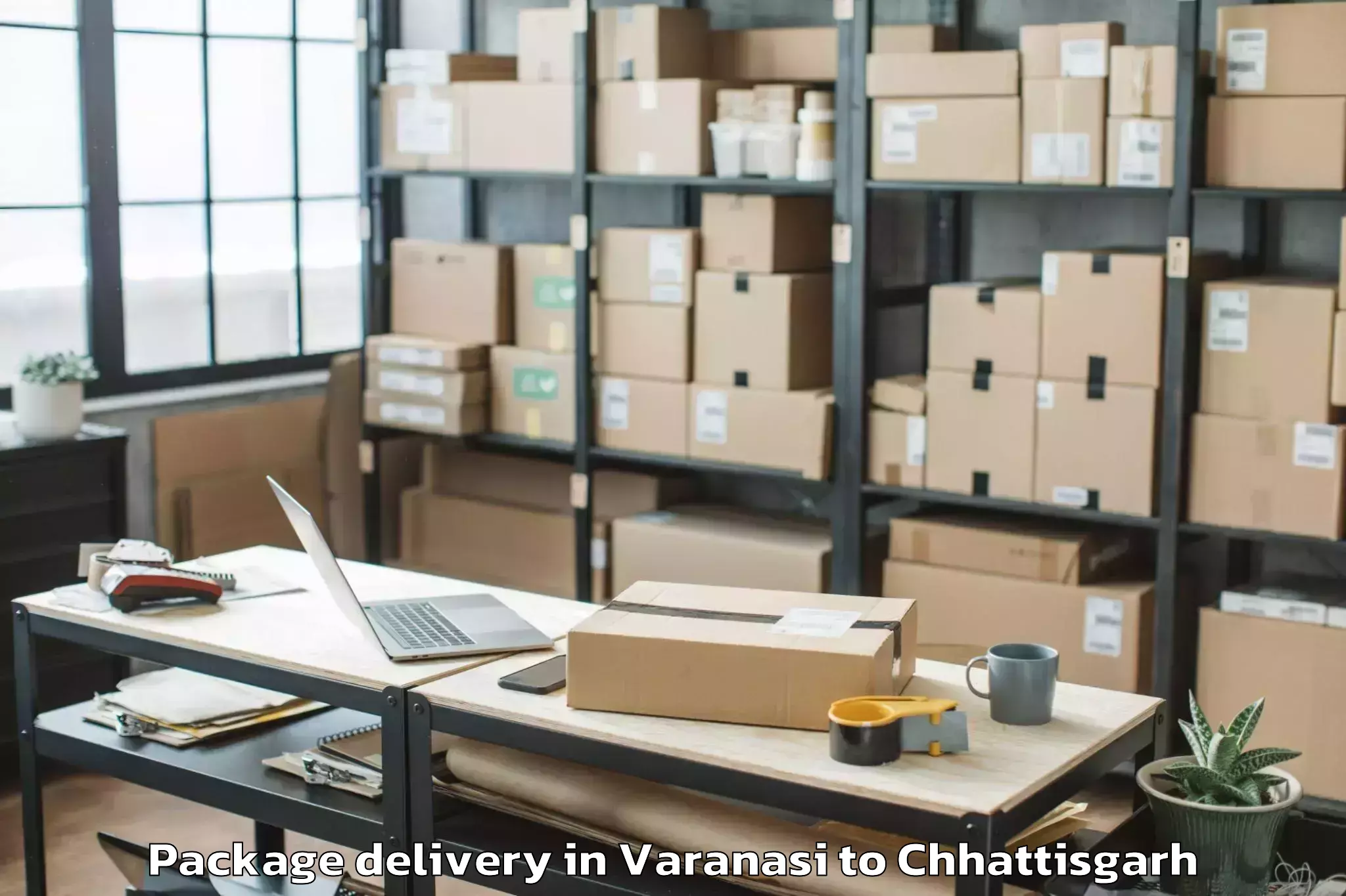 Professional Varanasi to Kalinga University Raipur Package Delivery